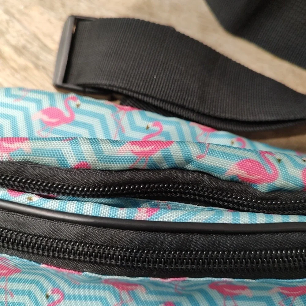 Sojourner Aqua Blue Pink Flamingo Belt Bag Fanny Pack Adjustable Strap Coastal‎